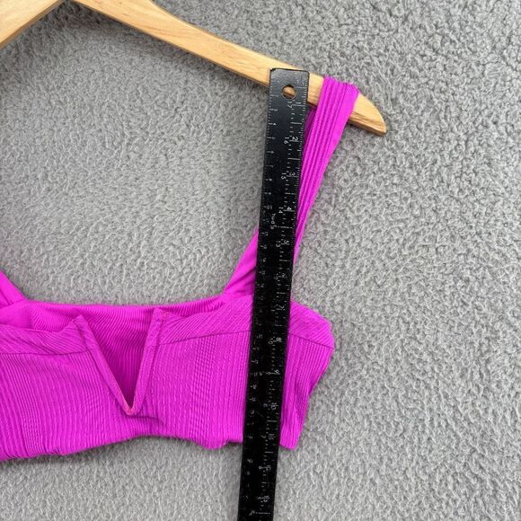 L*Space Pointelle Rib Lee Lee Bikini Top Bright Fuchsia Size Medium - Picture 6 of 11
